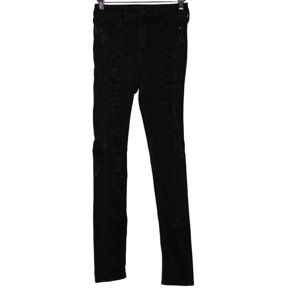 Womens Abercrombie & Fitch Black Denim Dark Wash Cotton Skinny Jeans Size 25 / 0